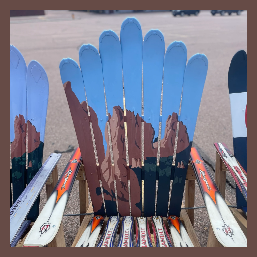 Handmade Adirondack Recycled and Upcycled Ski Chairs, Custom Designs Available Garden of the Gods