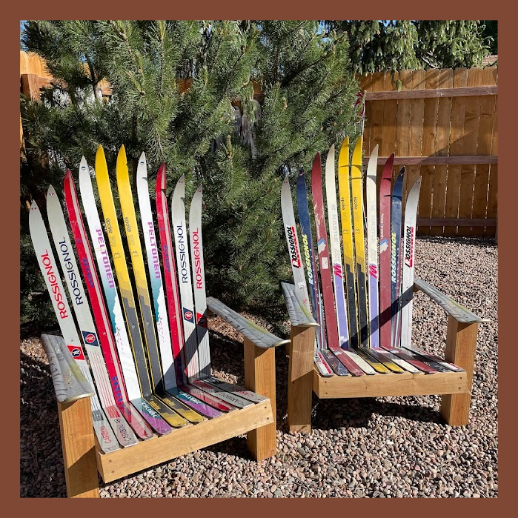 Handmade Adirondack Recycled and Upcycled Ski Chairs, Custom Designs Available