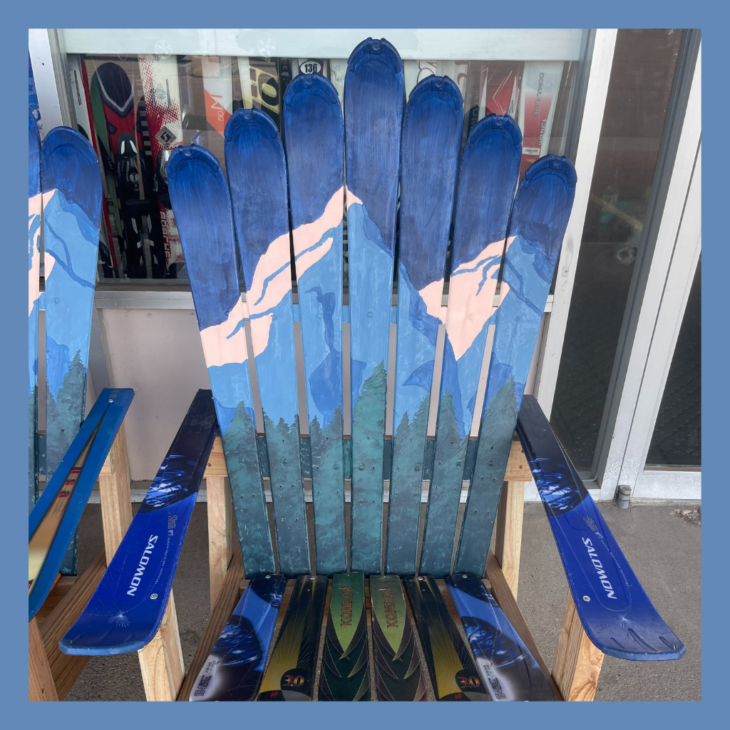 Handmade Adirondack Recycled and Upcycled Ski Chairs, Custom Designs Available